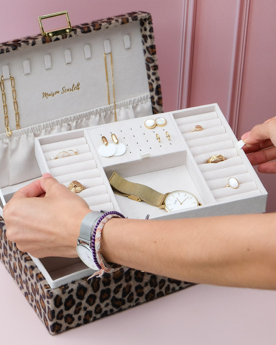 Boîte à bijoux léopard femme de voyage