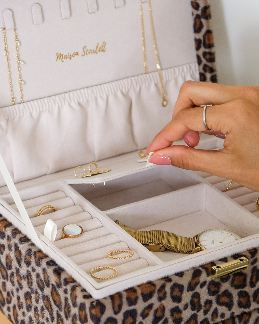 Boîte à bijoux léopard femme luxe