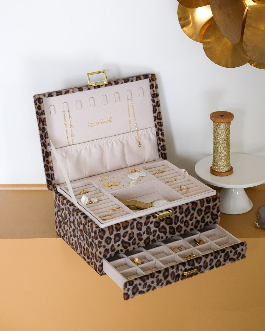 Boîte à bijoux léopard femme pas cher