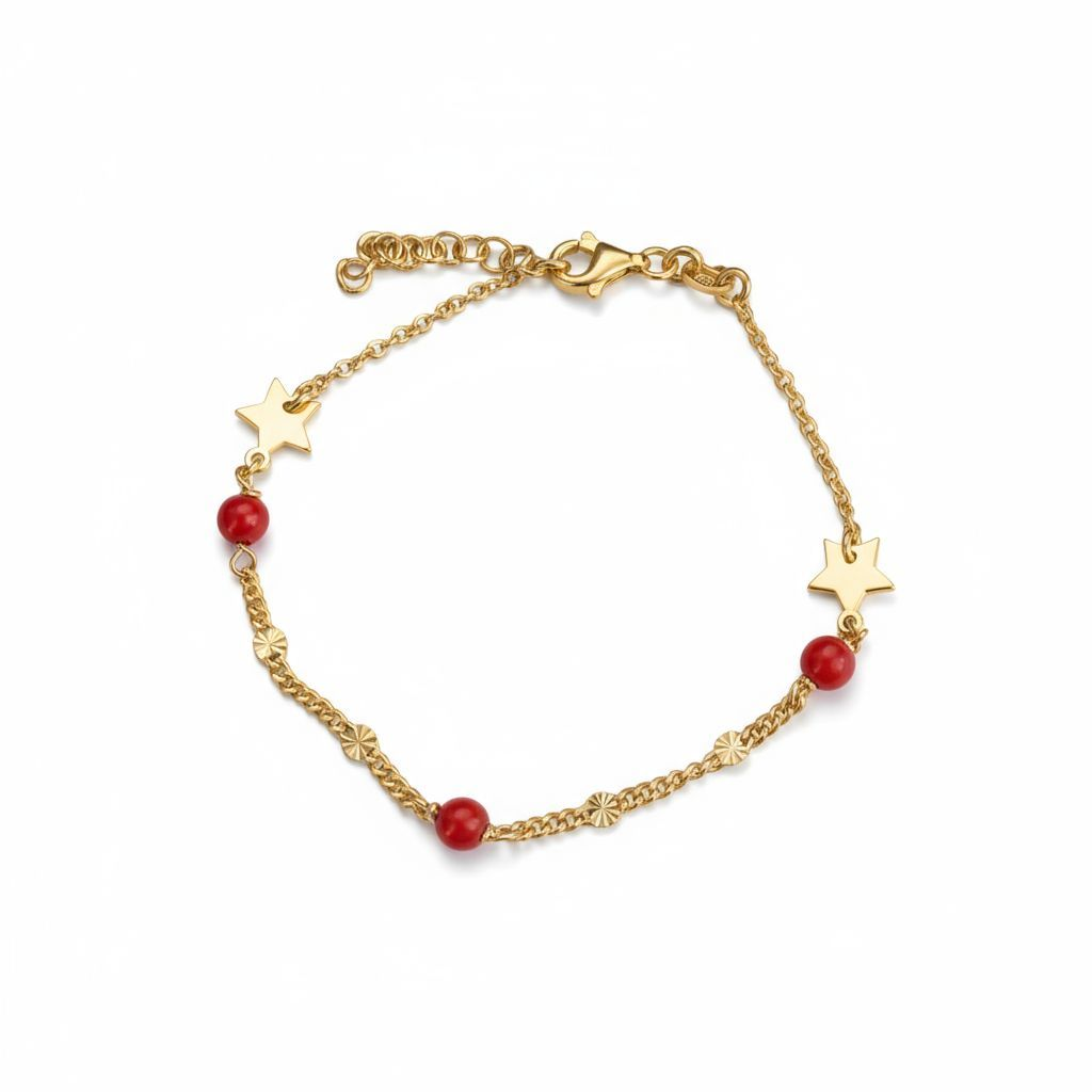 Bracelet Femme Corail et Or