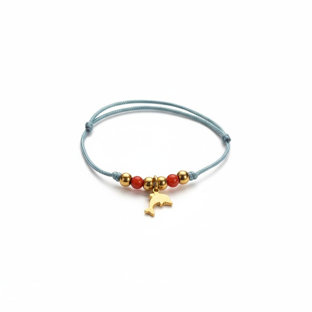 bracelet bleu et corail femme
