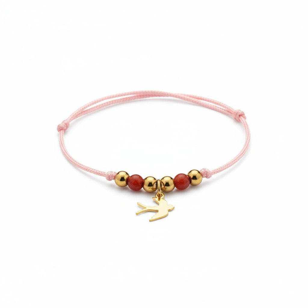 bracelet rose et corail rouge femme