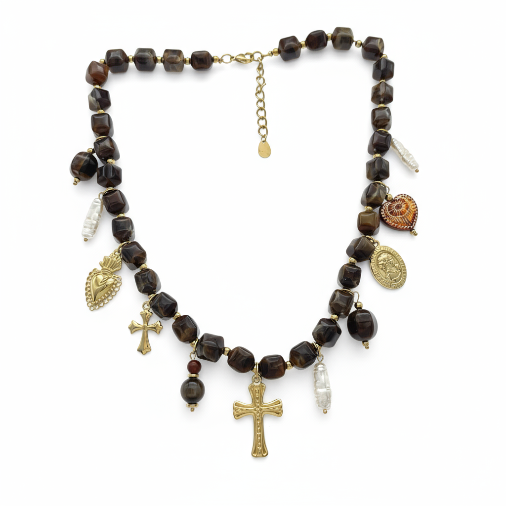 Collier fantaisie croix corse pour femme