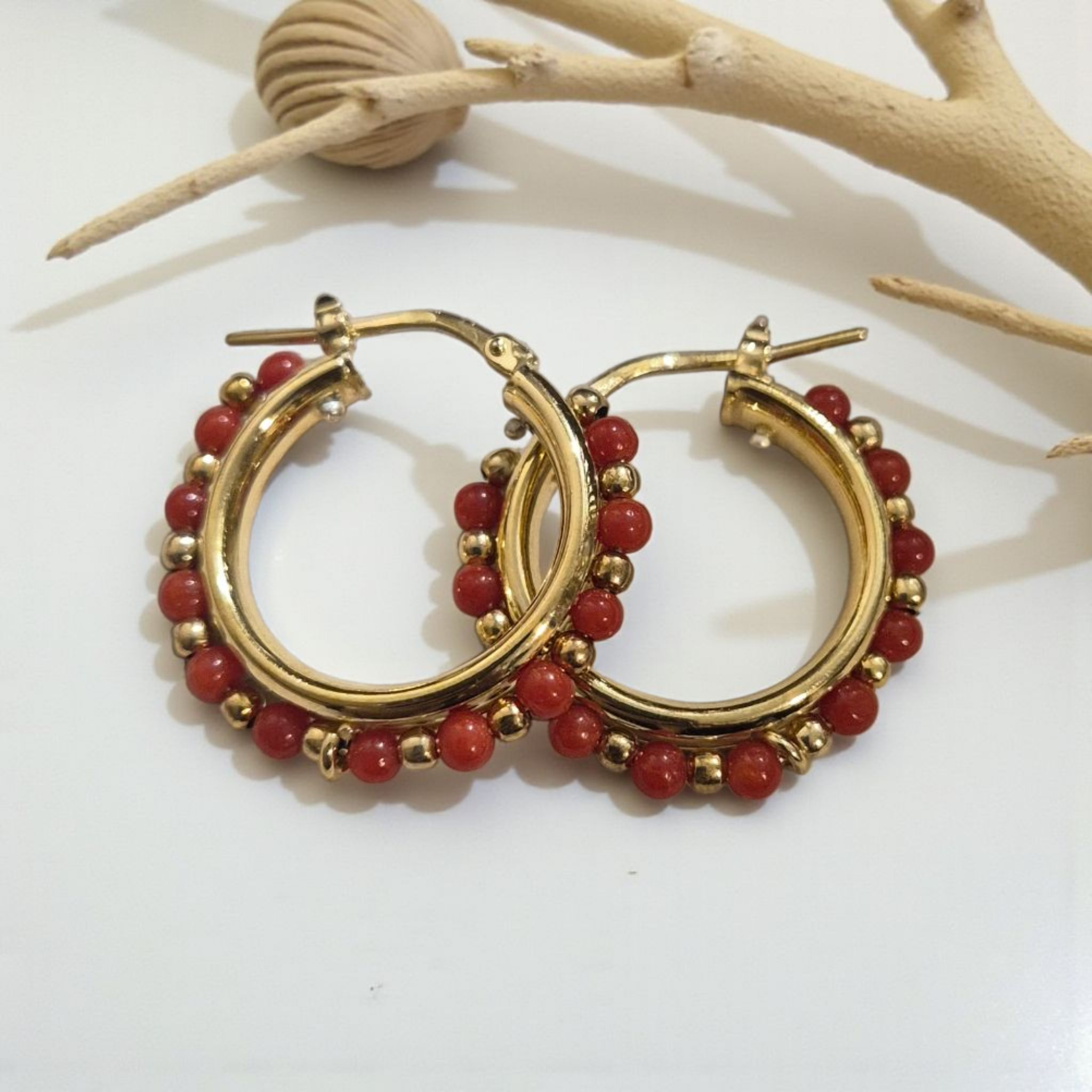 Boucles doreilles corail