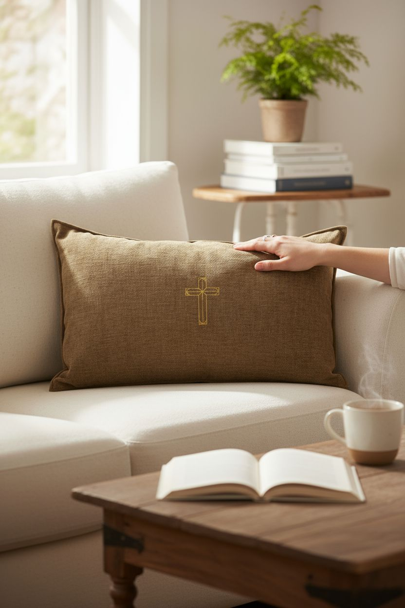 idee cadeau Coussin en Lin rectangulaire brodé