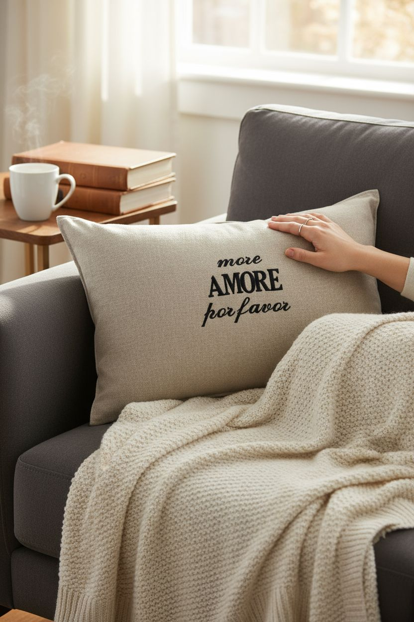 Coussin en Lin rectangulaire brodé pas cher