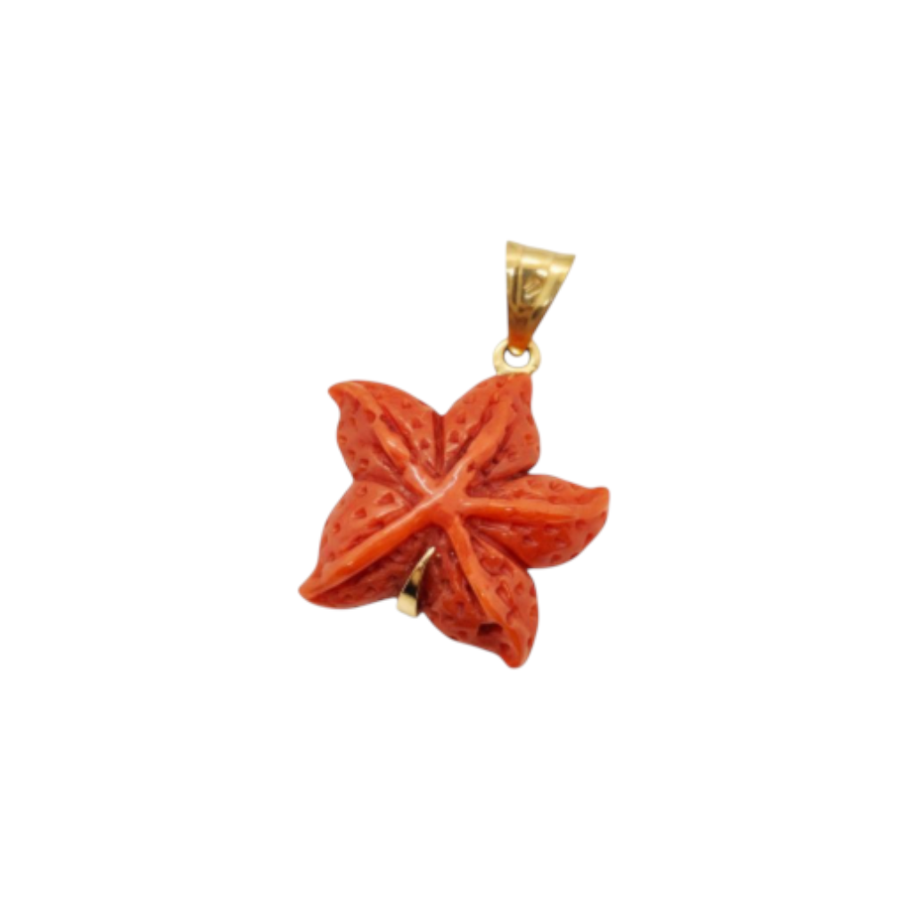 Pendentif corail étoile de mer or 18 carats