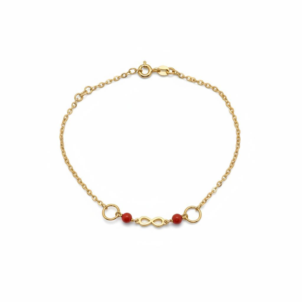 Bracelet infini et corail en or 18 carats