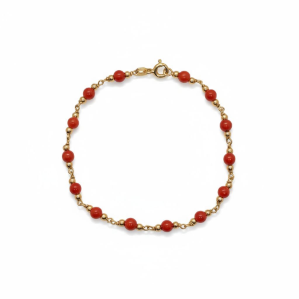 Bracelet femme or 18 carats et corail
