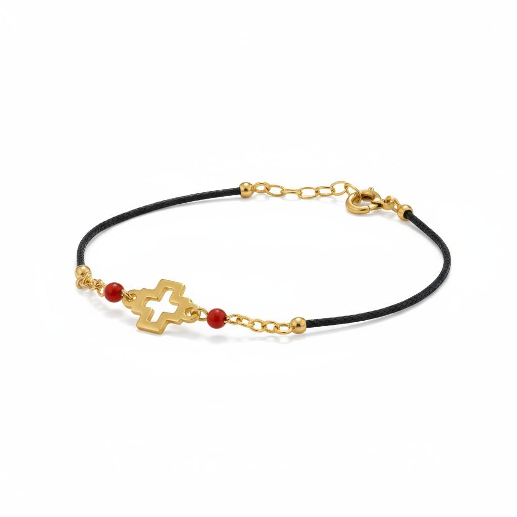 bracelet croix corail et or 18k