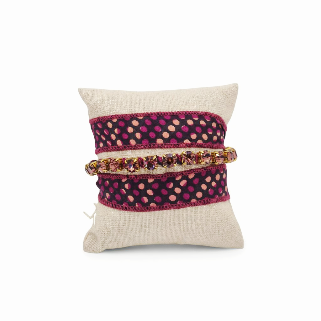 bracelet en soie et strass rose