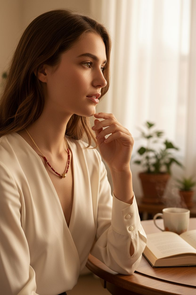 Collier argent 925 doré à lor fin coeur corail