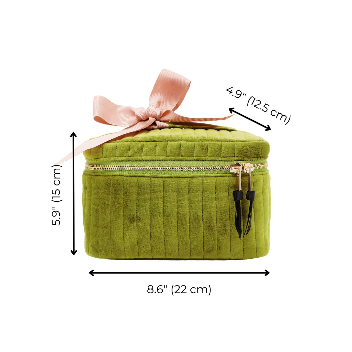 Trousse de toilette/maquillage – Velours éco matelassé – Vert pour femme