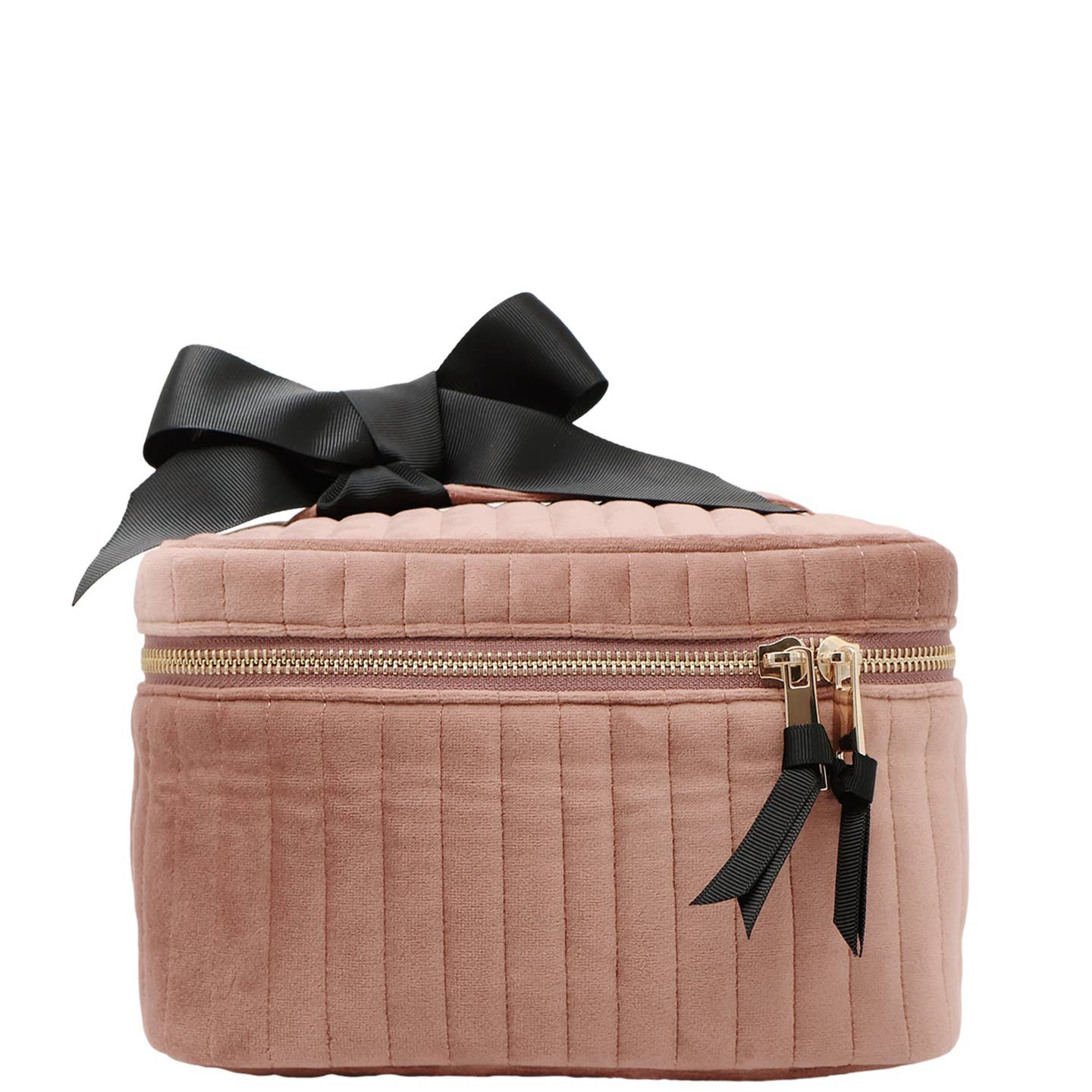 Trousse de toilette/maquillage – Velours éco matelassé – Rose