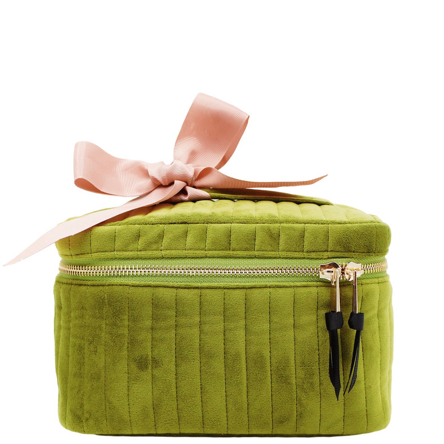 Trousse de toilette/maquillage – Velours éco matelassé – Vert