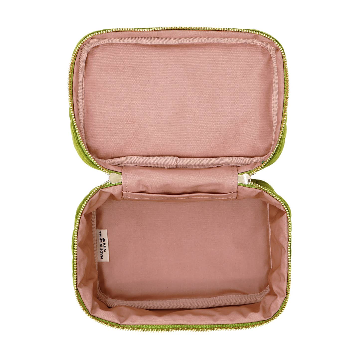 Trousse de toilette/maquillage – Velours éco matelassé – Rose orix doux