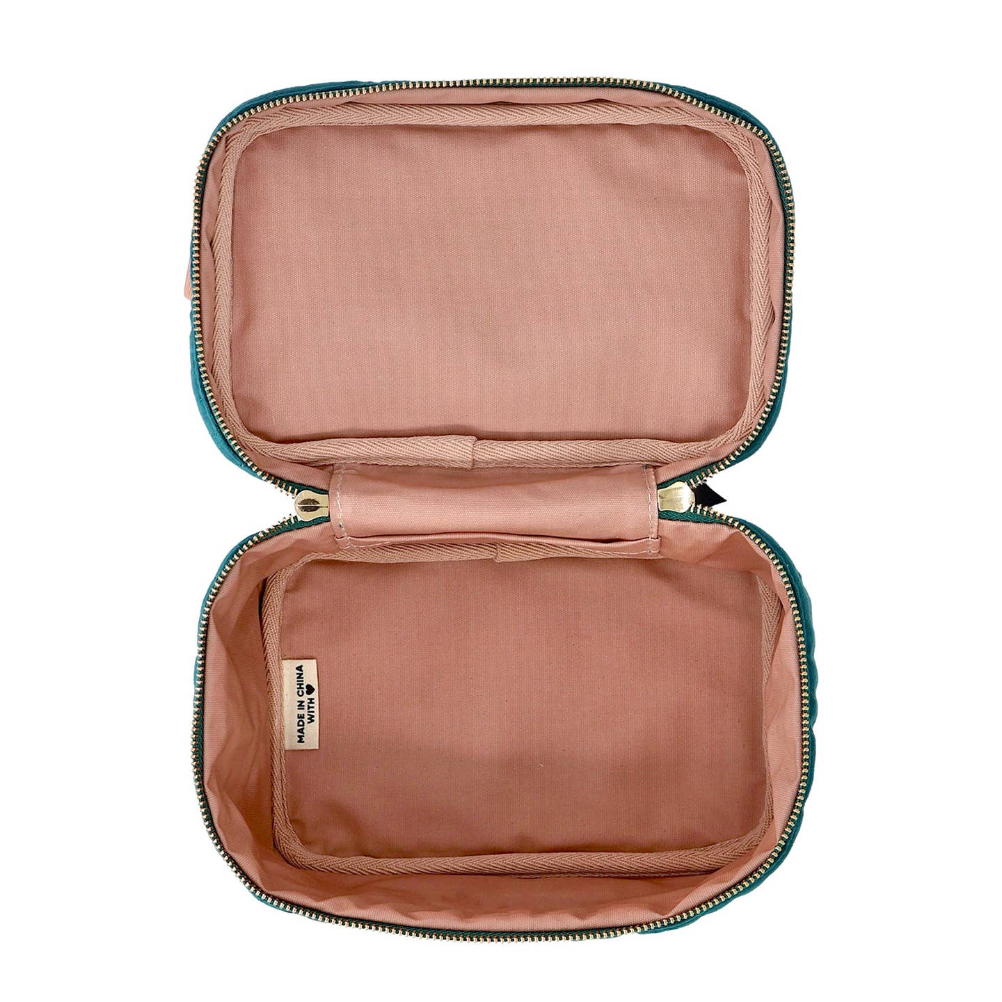 Trousse de toilette/maquillage – Velours éco matelassé – Rose cadeau femme