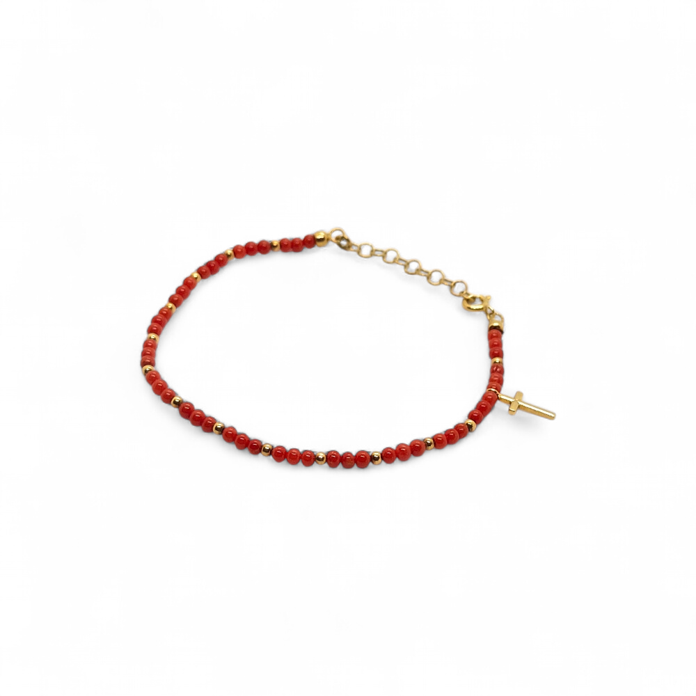 Bracelet argent 925 doré à l'or fin et corail