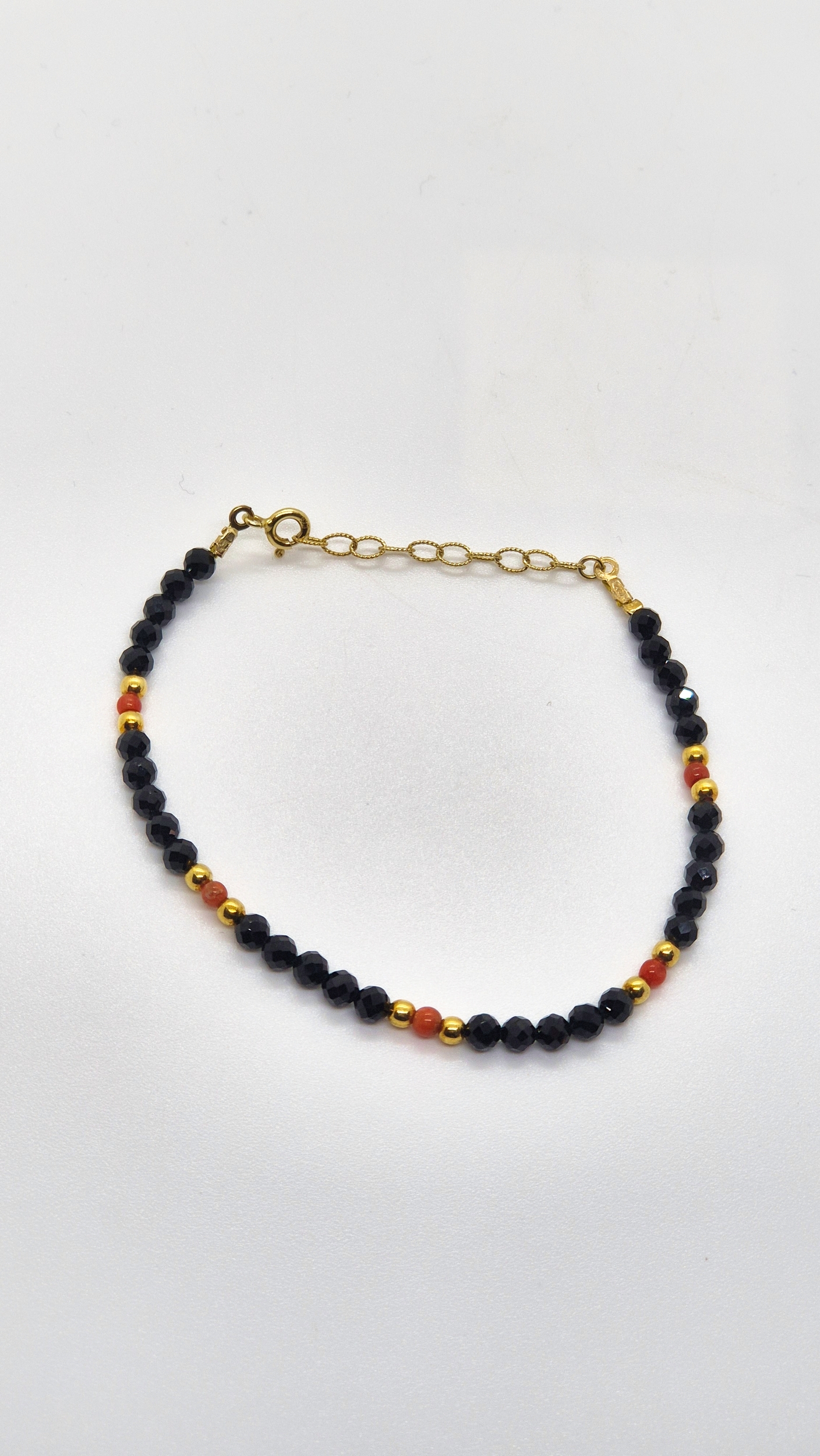 Bracelet argent 925 cristal noir et corail