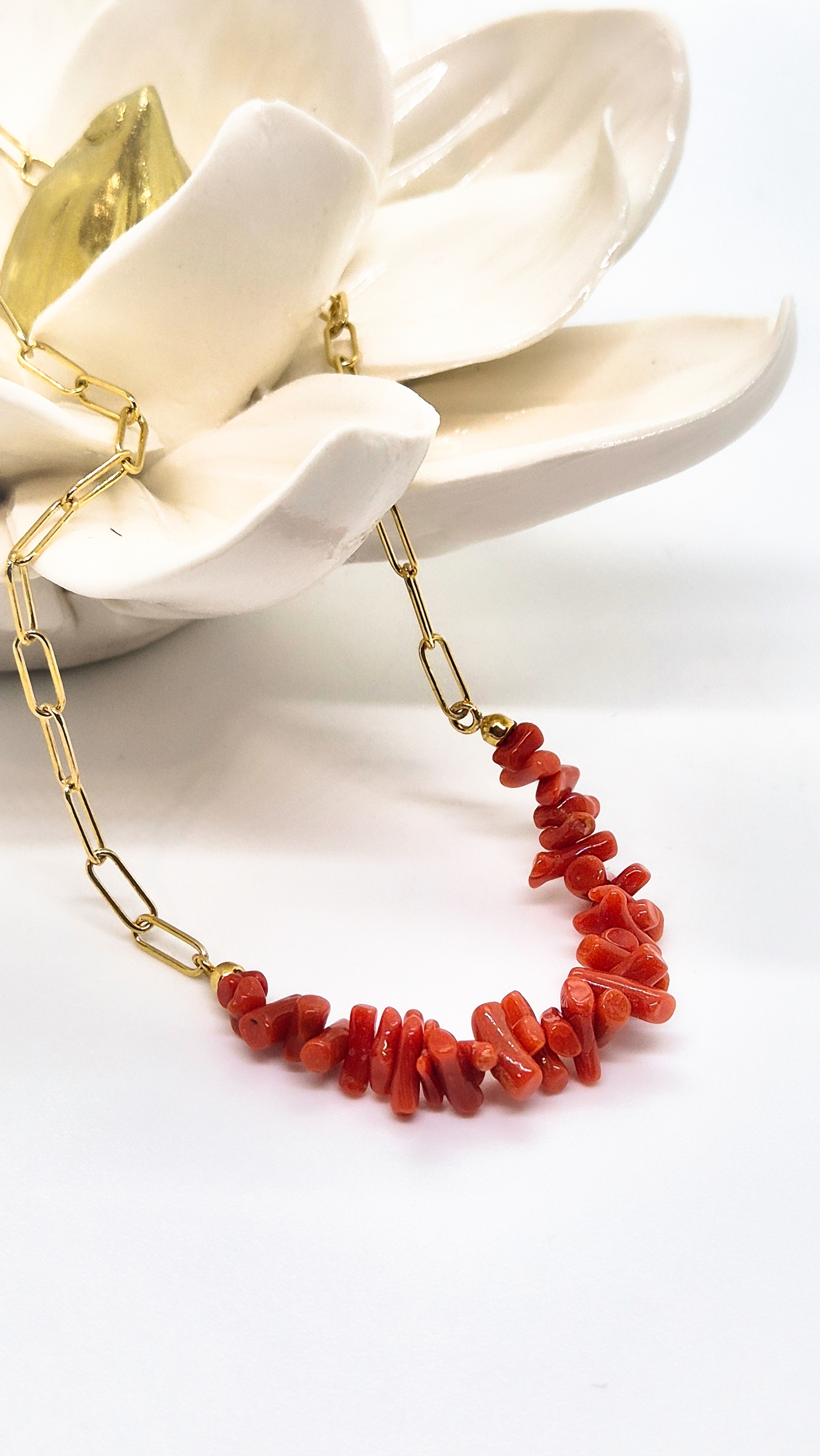 Bijoux collier en corail rouge corse véritable
