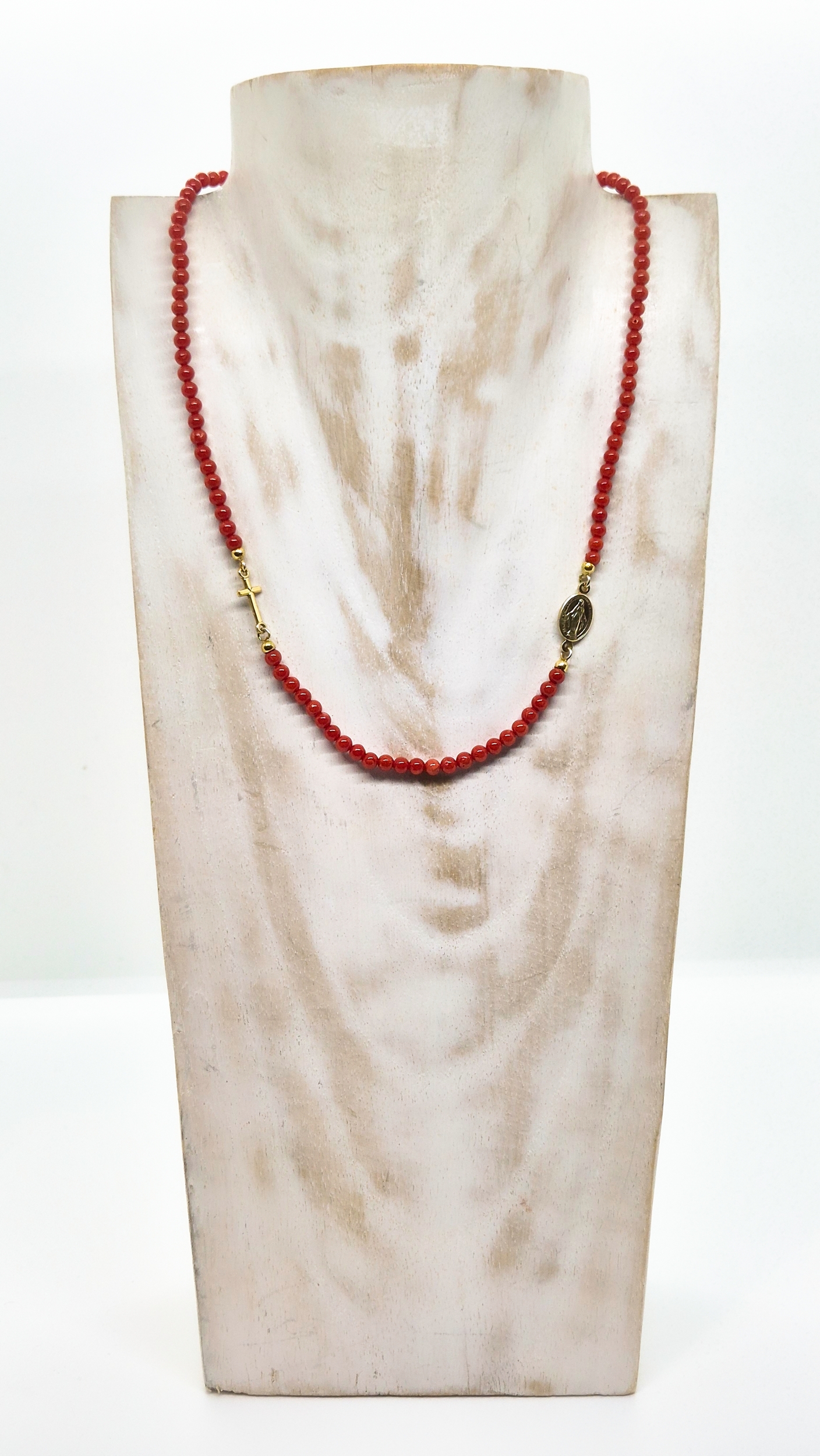 Collier Argent 925 doré à lor fin et Corail véritable corse