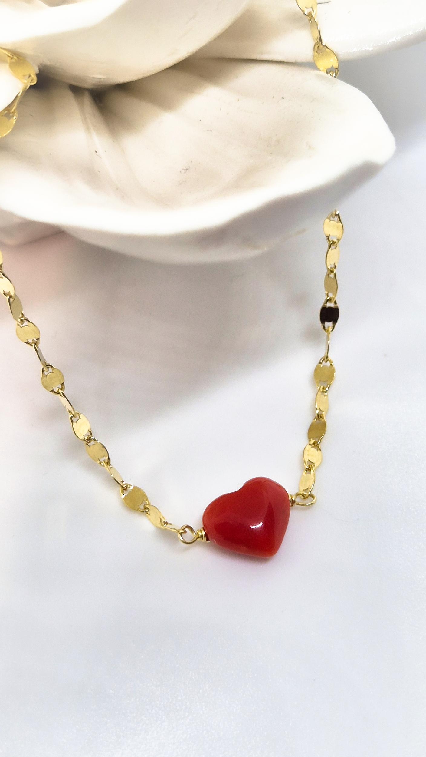 Collier femme coeur et corail