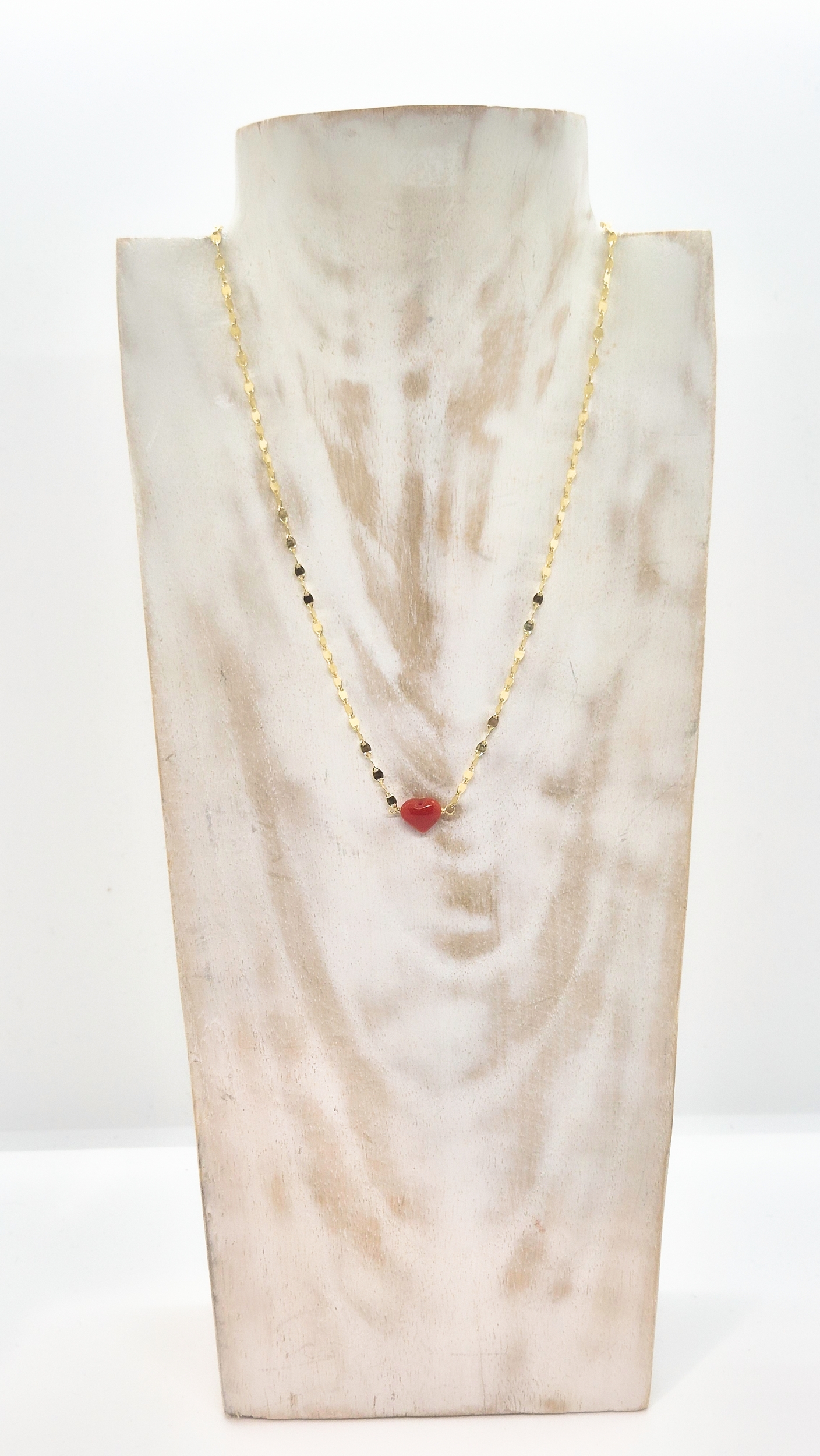 Collier femme coeur et corail véritable