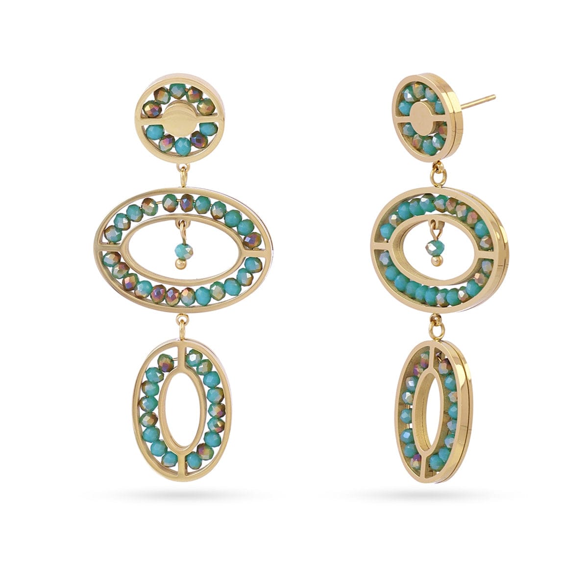 boucle d'oreille 3 anneaux turquoise