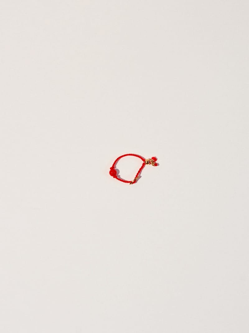 Bague fil rouge avec perle de corail fil rouge porte-bonheur