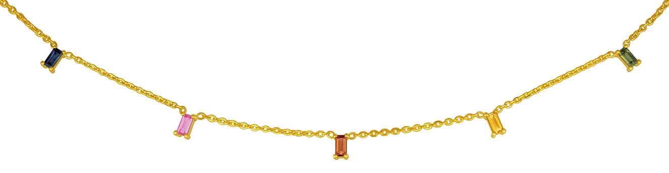 Collier femme or jaune et saphir