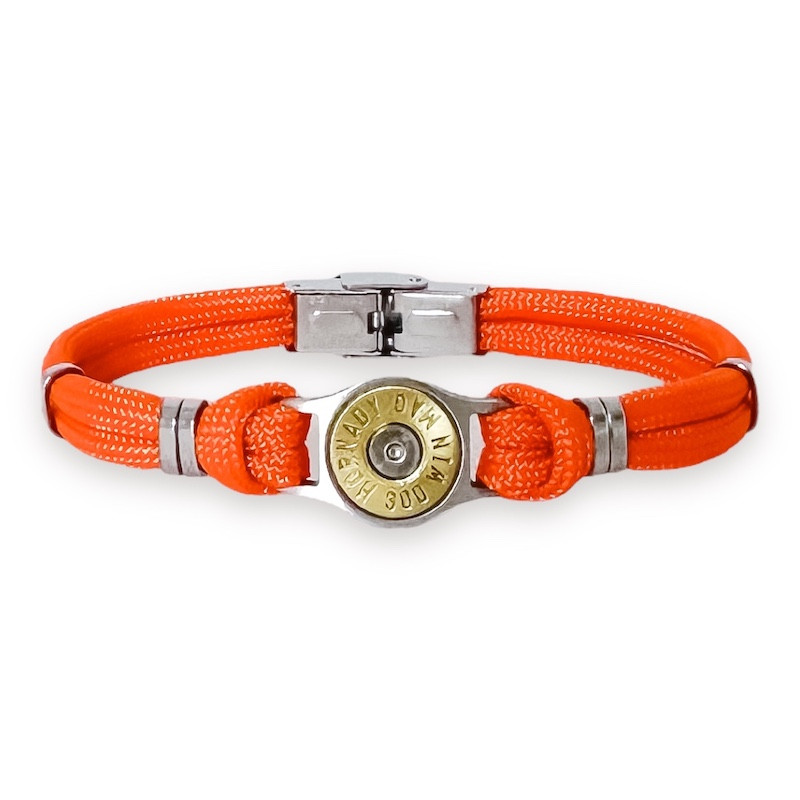 BRACELET ACIER DOUILLE ET CORDON couleur orange