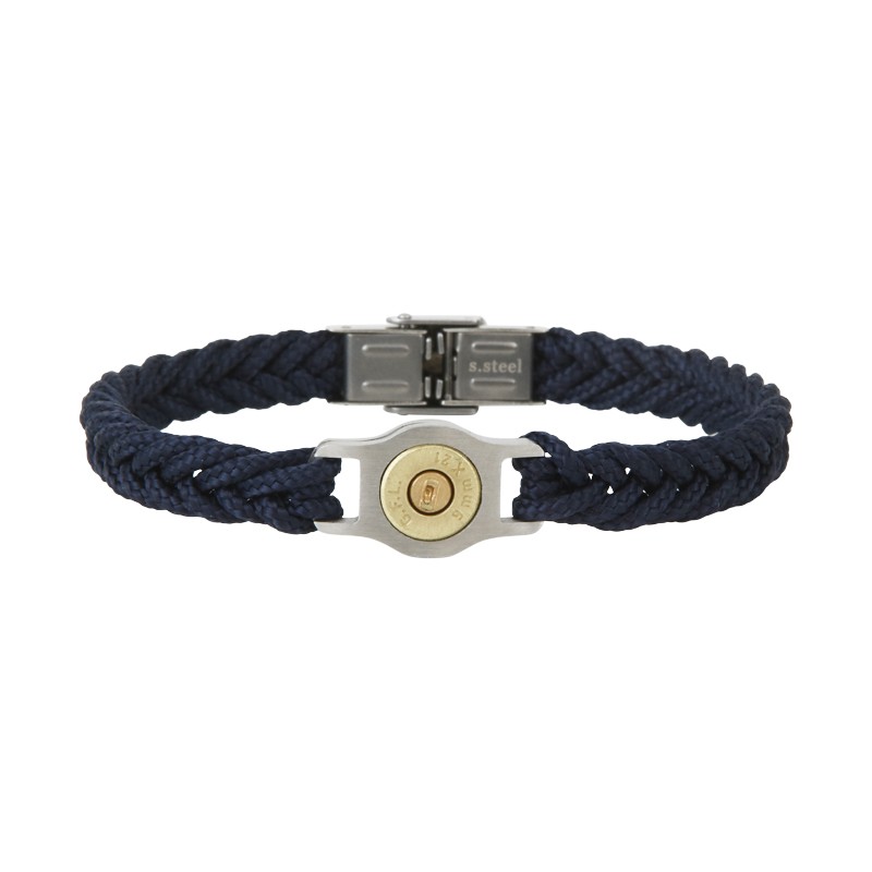 Bracelet homme douille et cordon tressé bleu