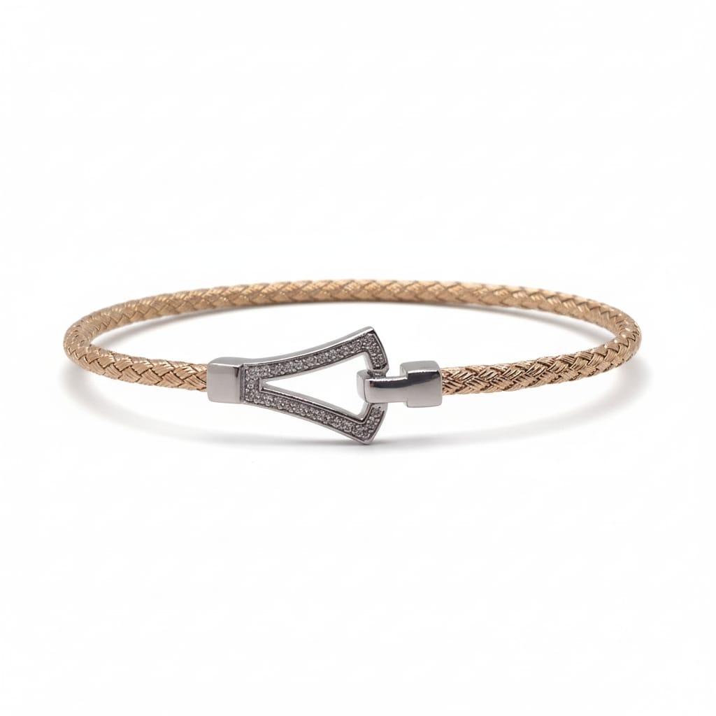 Bracelet femme bi colore en argent oxydes de zirconium