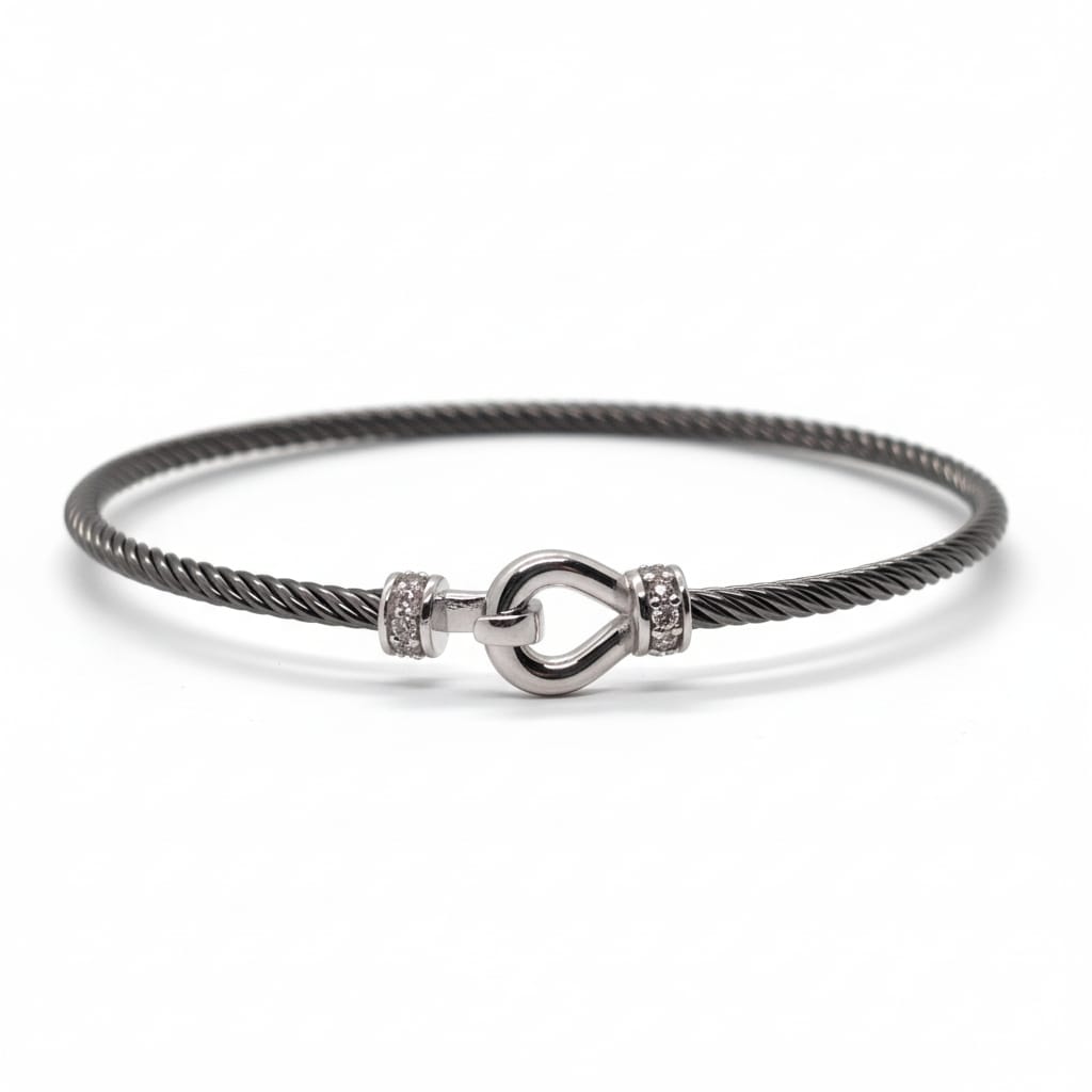 Bracelet femme en argent oxydes de zirconium boucle argenté