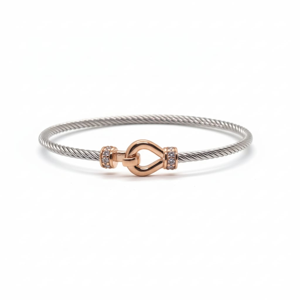 Bracelet femme en argent oxydes de zirconium boucle argenté et couleur or