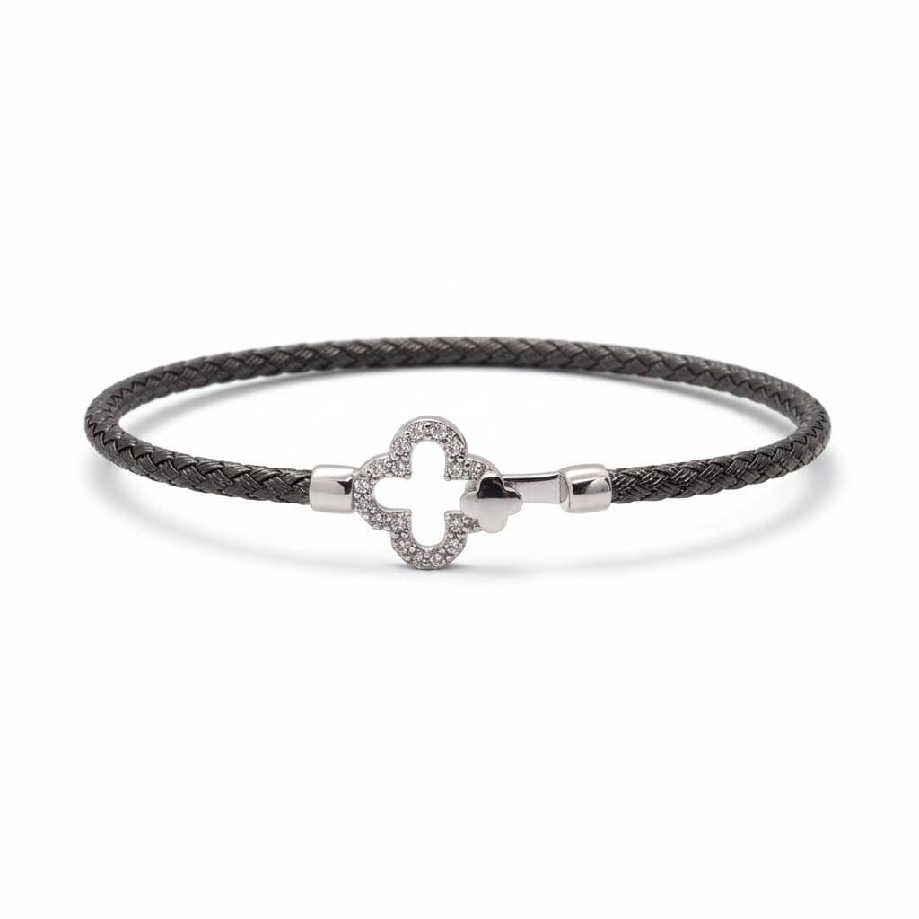 Bracelet femme Trèfle en argent oxydes de zirconium boucle argenté