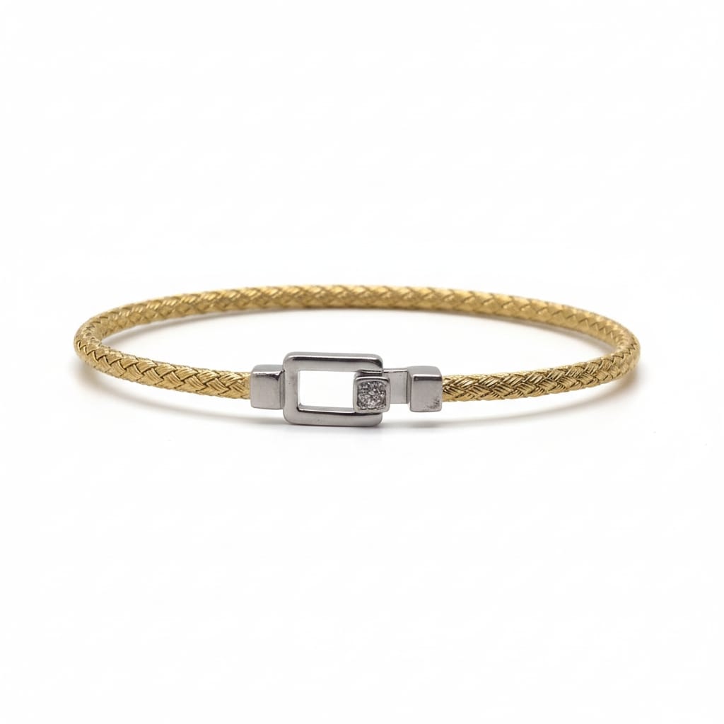 Bracelet femme en argent oxydes de zirconium rectangle argenté et couleur or