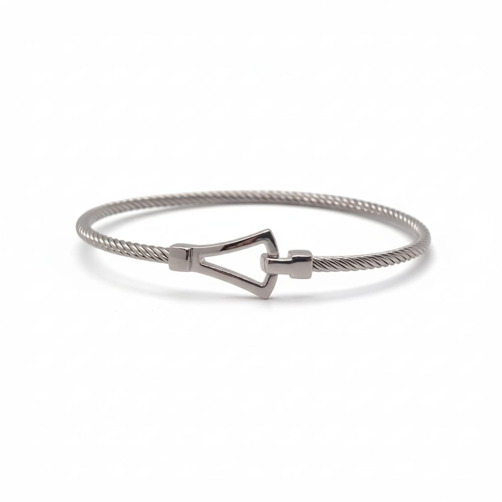 Bracelet fin bicolore en argent et zirconium blanc