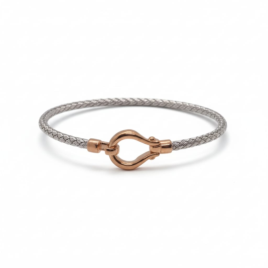 Bracelet raffiné en argent bicolore et zirconium