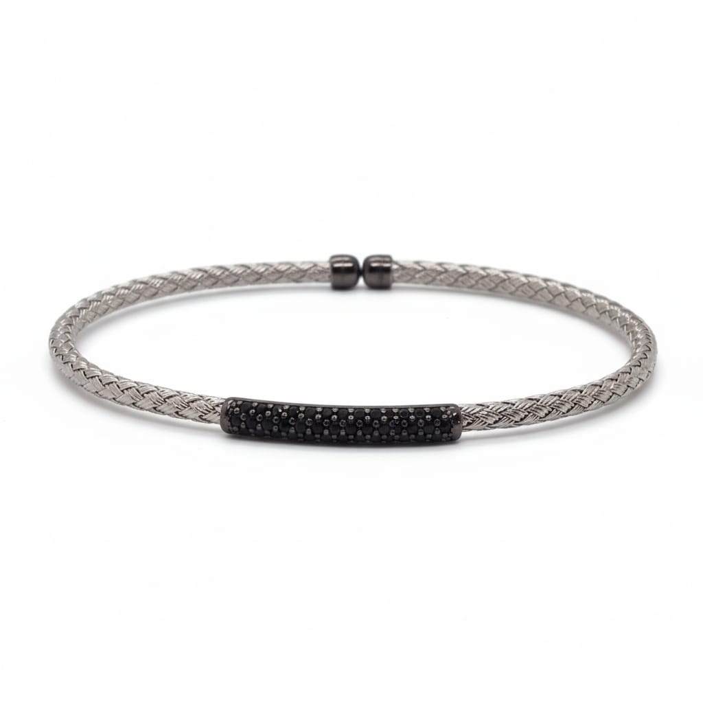 Bracelet bicolore argent et zirconium – bijou chic femme