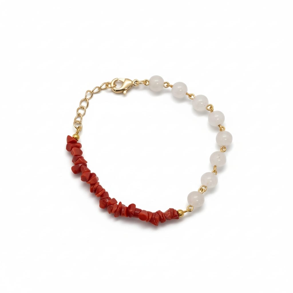 Bracelet femme corail et cristal metal vermeil tendance 2026