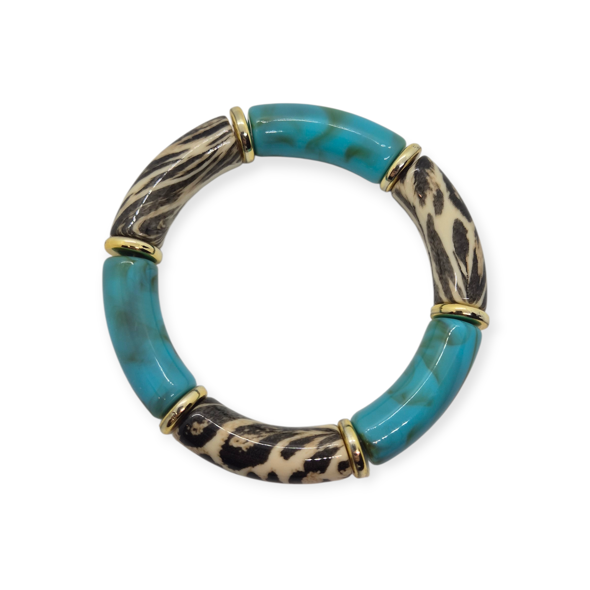 bracelet turquoise et leopard