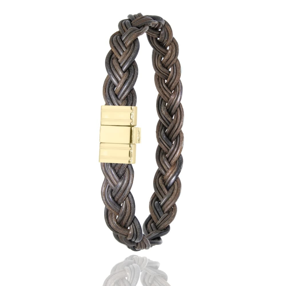 Bracelet en poil déléphant tressé avec fermoir Or 18K