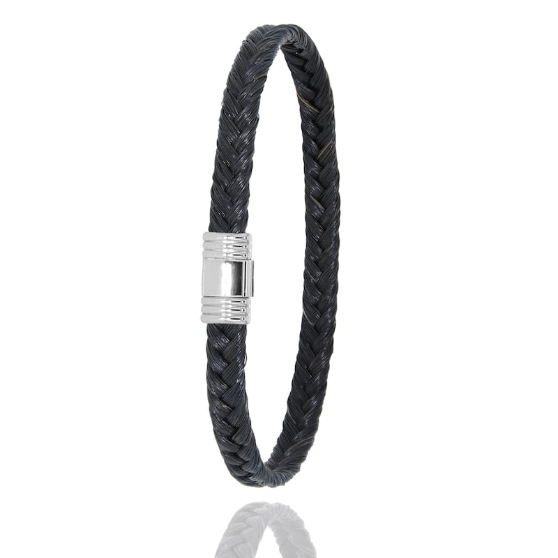 Bracelet en crin de cheval tressé avec fermoir en acier