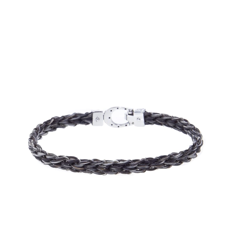 Bracelet mixte en crin de cheval tressé fermoir