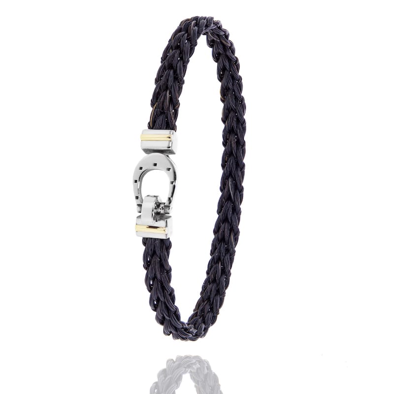 Bracelet homme ou femme en crin de cheval tressé fermoir