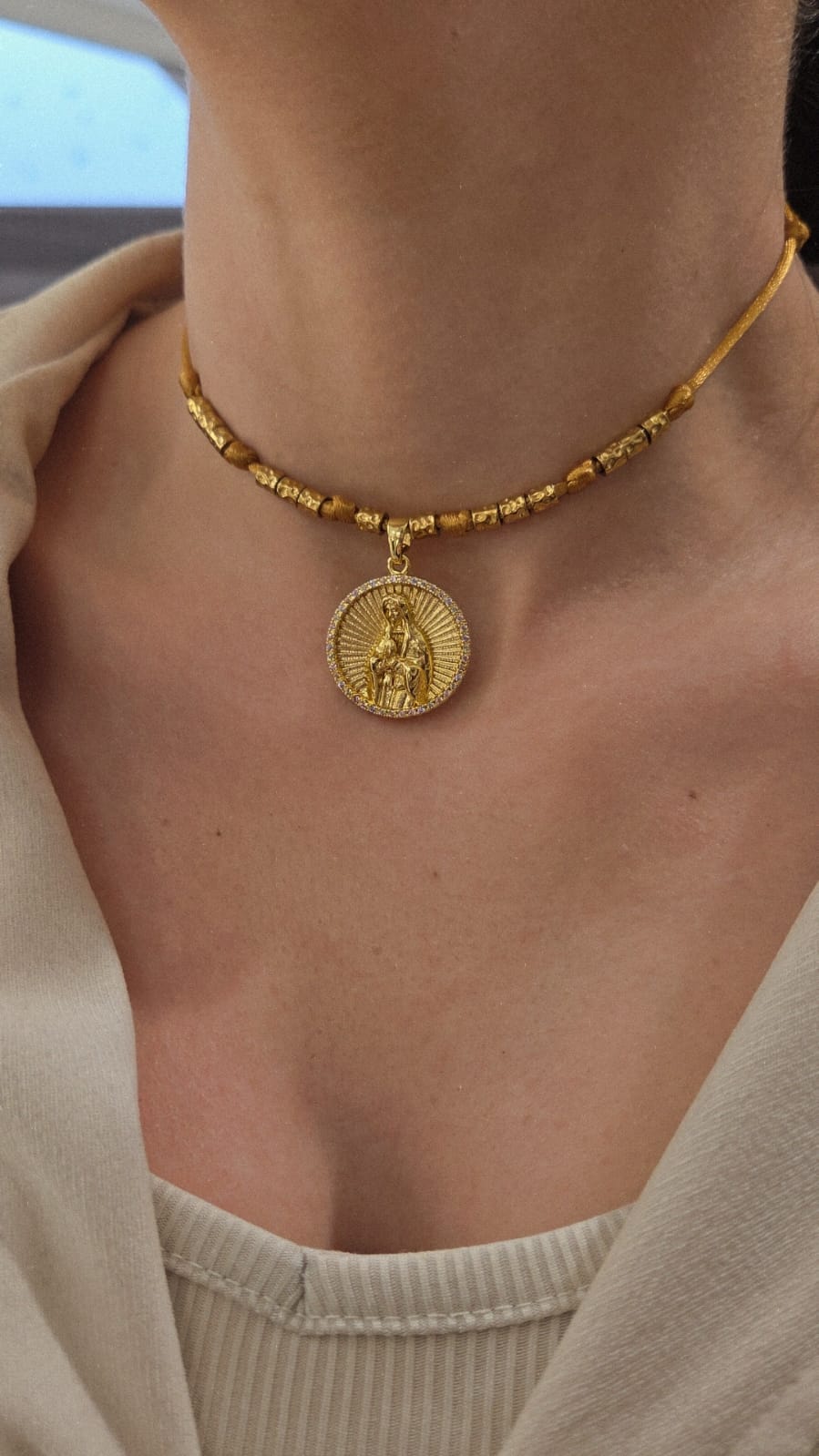 collier femme breloque religieux femme