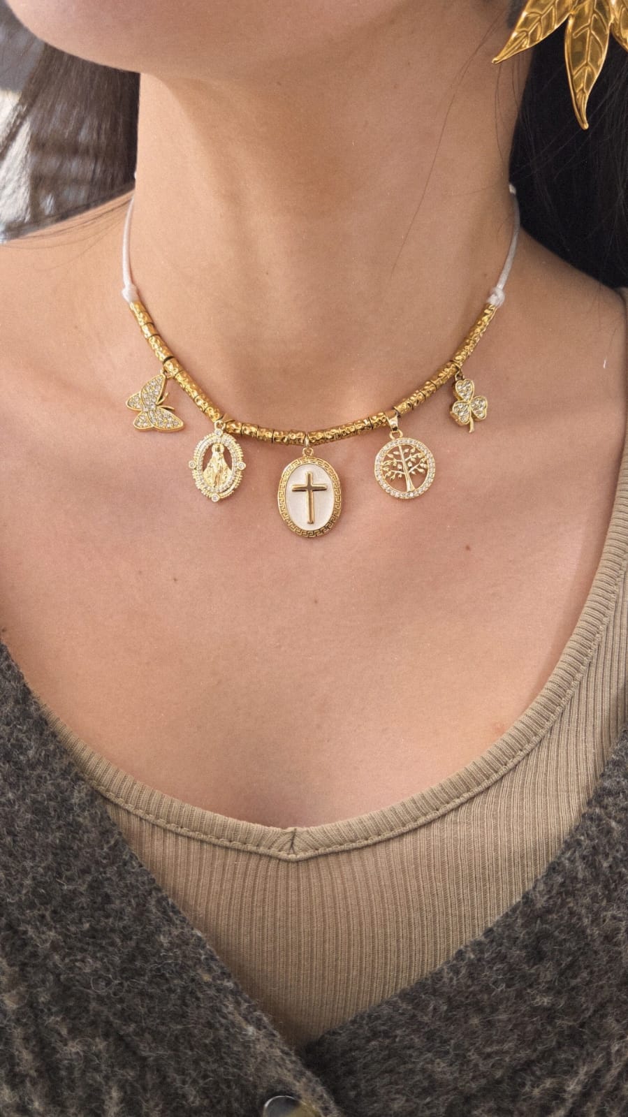 collier femme grigri breloque doré