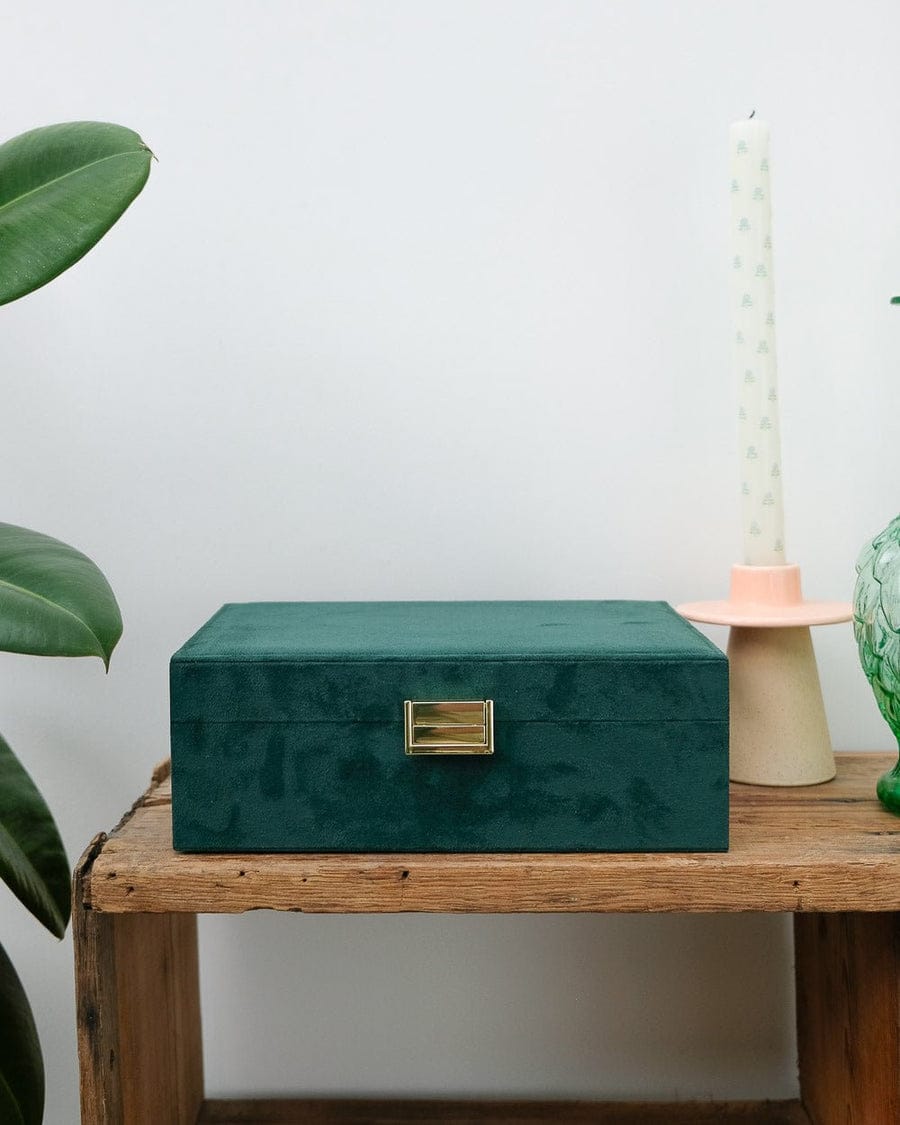 boîte à bijoux velours luxe femme verte pas cher