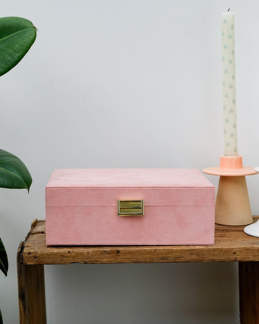 boîte à bijoux femme velours élégante rose prix doux